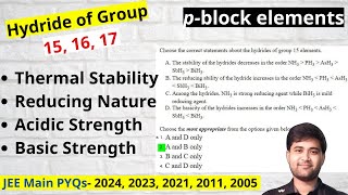 Hydride of Group 15 16 17  pblock elements  pblock elements Hydrides [upl. by Kcirdez]