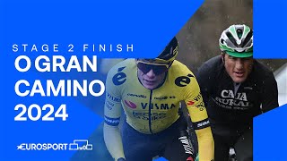 STORMS TO VICTORY 💨  Stage 2 Finish O Gran Camiño 2024  Eurosport Cycling [upl. by Enelyad]