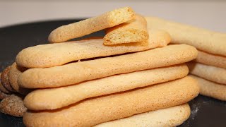 Ladyfinger Biscuit Recipe For Tiramisu  Homemade Savoiardi Biscuits [upl. by Nahgiem]