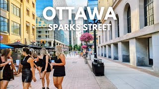 Downtown Ottawa Evening Walk Tour Sparks Street  4K UHD [upl. by Arber]