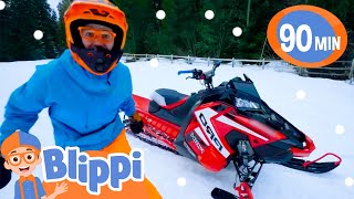 Snow Adventure on a Blippi Snowmobile  Christmas and Holiday Fun  Educational Videos For Kids [upl. by Danica]