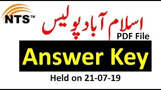 Islamabad Police Constable Complete Paper 210719  Islamabad Police Paper Answer Key  NTS Ans key [upl. by Eras]