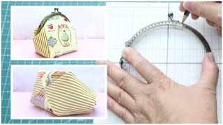 がま口ポーチ作り方 型紙作り方 小物入れ作り方 how to make a pouch [upl. by Ema]