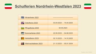 Schulferien Nordrhein Westfalen 2023 [upl. by Qahsi]