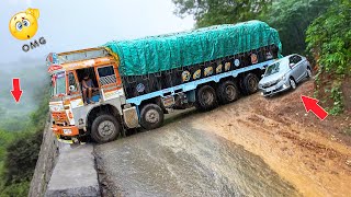 Lorry Videos  Dare Drive On Dangerous Ghat Down Turns  Ghat Trucks  Truck Videos  Trucks In Mud [upl. by Burton]