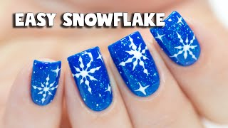 The Easiest Snowflake Nail Art [upl. by Aleiram]