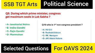 SSB TGT ARTS POLITICAL SCIENCE  SELECTED MCQ  2024  SSB TGT ARTS MCQ MCQ FOR OAVS TGT SST [upl. by Bernete]