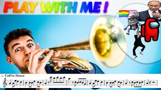 20 MEME SONGS Compilation with Sheet Music on Trumpet [upl. by Ardnat]