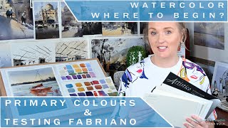 How to Mix Primary Colours and Testing Fabriano Artistico Paper  WATERCOLOR WHERE TO BEGIN [upl. by Inoy]