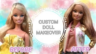 Custom Doll Makeover for Beginners  Repaint Dying amp cutting Hair Piercing Ears Head Swap [upl. by Anisah]