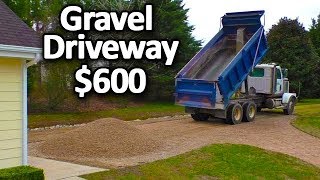 Gravel Driveway for CHEAP 600 How to install maintain top with crushed stone asphalt concrete [upl. by Nylave530]