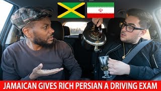 Jamaican Gives Rich Persian A Driving Exam [upl. by Oicatsana]