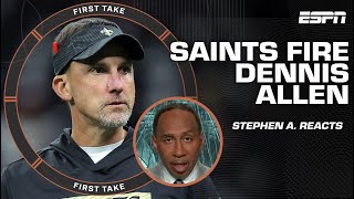 Stephen A amp Shannon Sharpe’s INSTANT reaction to the Saints firing HC Dennis Allen  First Take [upl. by Relyuc50]