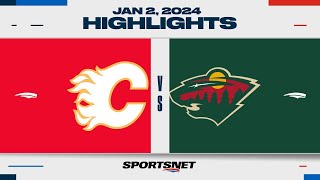 NHL Highlights  Flames vs Wild  January 2 2024 [upl. by Nyrroc]