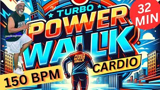 32Minute Power Walk Cardio Low Impact Aerobics Exercise Workout  Fast Paced 150 BPM [upl. by Anihta]