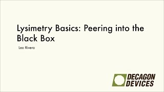 Lysimetry Basics Peering into the Black Box [upl. by Dunkin]