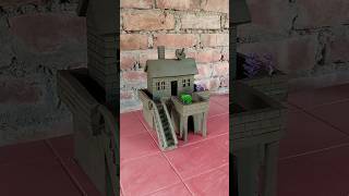 Beautiful miniature mud house making with clay  clayhouse mudhouse craft [upl. by Hersh]