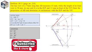 Problem 1011 PROJECTIONS OF STRAIGHT LINES2 ENGINEERING DRAWING BY NDBHATT [upl. by Nerte124]