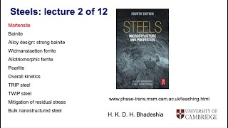 Steels martensitic transformation part 2 Lecture 2 of 12 [upl. by Margarida]