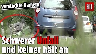 Polizei testet Schwerer Unfall und keiner hält an 😧 [upl. by Annailuj]