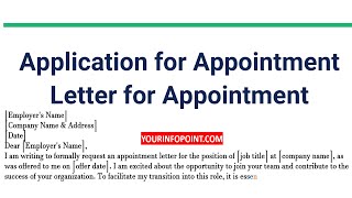 How to Write a Application for Appointment  Appointment Letter Sample in English [upl. by Neerual648]