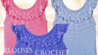 Blusa tejida a crochet  Make Knitting beautiful blouses for summer [upl. by Aicirtal]