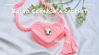 Bolso Corazon Tejido a Crochet💝Heart Bag  Tutorial paso a paso Hebras Crochet [upl. by Skardol585]