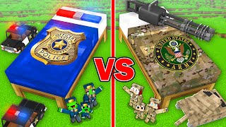 Mikey POLICE BED vs JJ ARMY BED Family Survival Battle in Minecraft  Maizen [upl. by Solegnave855]