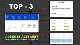 Top 3 😱 Best AdSense Alternative for Blogger 2024  Instant Approval  High CPM [upl. by Nedyrb133]