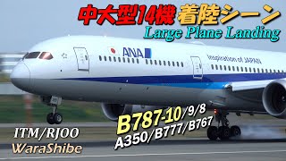 伊丹空港 B78710と中大型機14連続着陸シーン  4K Landing Touchdown in Osaka ITAMI Airport Plane Spotting [upl. by Dickinson]