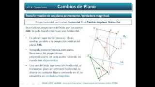 Cambio de Plano Transformación de un plano de canto en horizontal Diédrico Directo [upl. by Artemla]