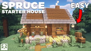 How to build the PERFECT Spruce Starter House Relaxing Tutorial [upl. by Atinnor]