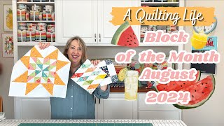 Quilt Block of the Month August 2024 amp HalfSquare Triangle Quilt Update  A Quilting Life [upl. by Lind]