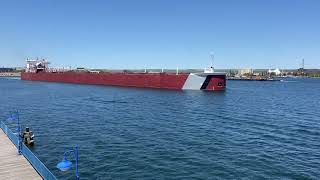 Great Lakes freighter Edwin H Gott and Viking Cruise Ship Viking Octantis in the Soo Harbor [upl. by Nahtaneoj97]