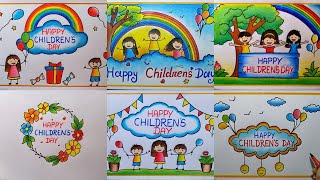 Childrens day drawings  Children Day Poster drawing 6 Different types of Children Day drawing [upl. by Leelaj297]