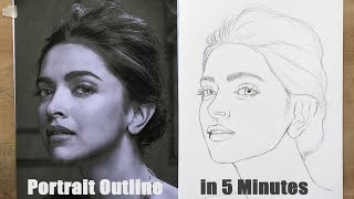 Perfect Portrait Outline in 5 Minutes  HOW TO DRAW FACE  Basic Proportion for Beginners [upl. by Leroi]