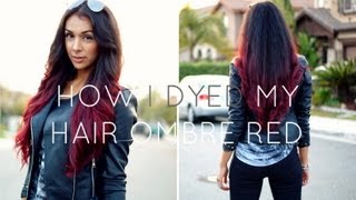 How I Dyed My Hair Ombre Red Without bleach [upl. by Luwana705]