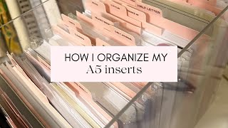 A5 Insert Storage  Cloth and Paper Inserts  A5 Organization  Planner Organization [upl. by Ecirbaf]