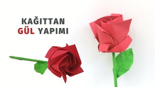 Kağıttan Gül Yapımı Origami Sevgililer Günü İçin Gül Nasıl Yapılır [upl. by Murry]