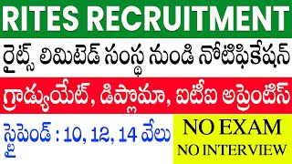 RITES Apprentice Recruitment 2023  RITES Apprentice Apply Online 2023  RITES Vacancy 2023 Telugu [upl. by Julienne]