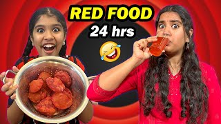 🔥We Ate Only RED FOOD❤️ for 24 hrs😱  Food Challenge Tamil😋  Ammu Times [upl. by Nannie790]