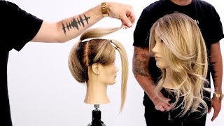 Butterfly Layered Haircut Tutorial Using Only 3 Ponytails  Easy To Follow [upl. by Egiaf220]