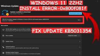 Windows 11 Cumulative Update 22H2 for x64based Systems KB5031354  Install error  0x800f081f [upl. by Yorick152]