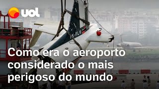 Aeroporto mais perigoso do mundo Aviões dando rasante e acidentes fatais deram má fama ao Kai Tak [upl. by Nnaerb]