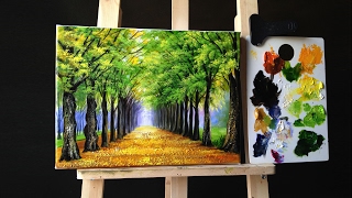 Tree Lined Road Deciduous in Acrylics [upl. by Ajam]