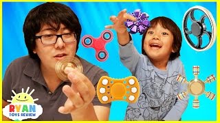 FIDGET SPINNER CHALLENGE and Amazing Spinners tricks with Ryan ToysReview [upl. by Akir]