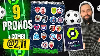 Pronostic foot Ligue 1  Nos 9 pronos du weekend Rennes Lens PSG OM Lyon Monaco  Combi 211 [upl. by Euginom]