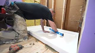 How to Install a Shower Pan Base  PLAN LEARN BUILD [upl. by Frayne]