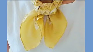 ♥2 easy ways to tie a scarf with a rubber band 【スカーフの巻き方】輪ゴムで簡単アレンジ】パート２ [upl. by Andros490]