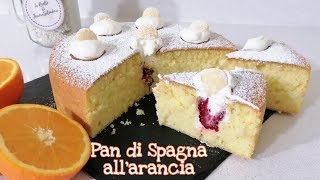 Pan di Spagna allarancia soffice e profumato con panna e lamponi [upl. by Harim]